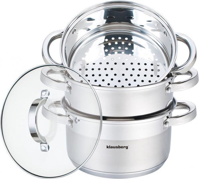 Klausberg stoompan - 4 delig - 24cm - rvs - alle warmtebronnen