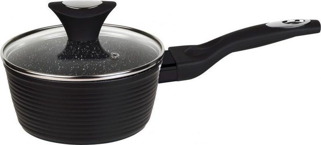 Batterie de cuisine Klausberg 7244 – 12 pièces – Revêtement marbre / céramique – Aluminium forgé – Tous feux dont induction – Noir