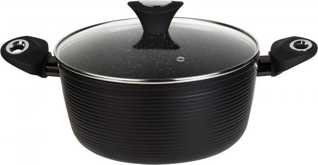 Batterie de cuisine Klausberg 7244 – 12 pièces – Revêtement marbre / céramique – Aluminium forgé – Tous feux dont induction – Noir