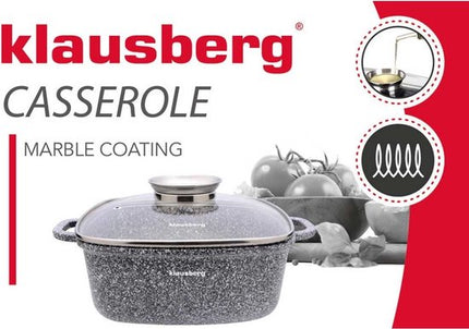 Klausberg Braadpan - kookpan - 28 cm - 6,5 L - marmeren coating - aroma dop