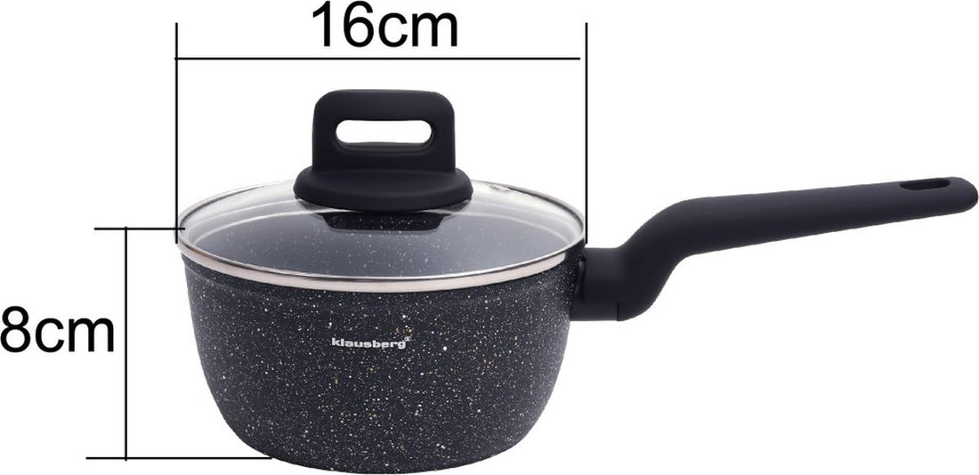 Klausberg - Casserole en marbre noir - 16 cm - noir - avec couvercle