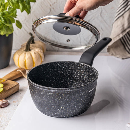 Klausberg - Zwart Marmeren Steelpan - sauspan - 16 cm - zwart - met deksel