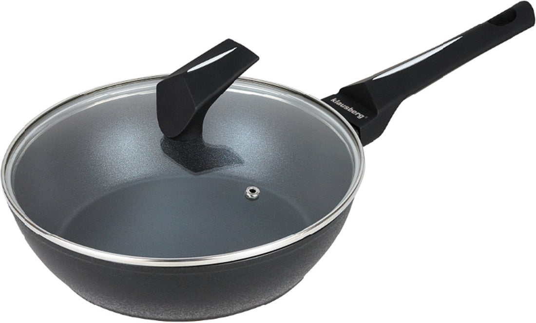 Klausberg - Poêle noire - Wok - avec couvercle