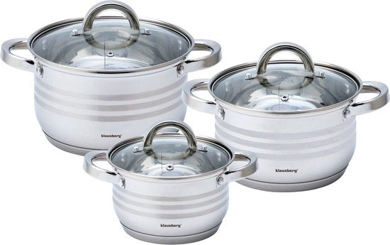 Klausberg 7693 - Set de 6 casseroles - 16-18-20 cm