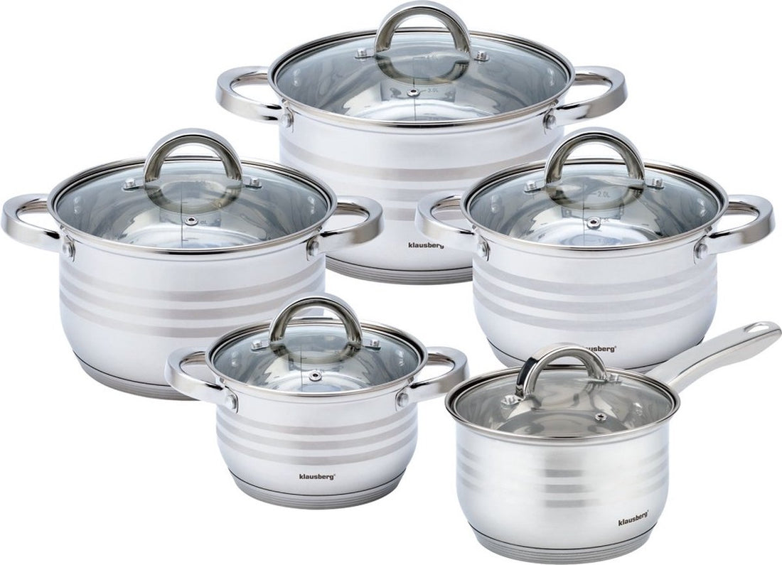 Klausberg 7697 pannenset 10-delig – RVS kookpannen 16 tot 24 cm met deksel – foto 2