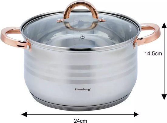 Klausberg 7700 - Set de 12 casseroles - casseroles - 16-16-18-20-24-24 cm - avec couvercle