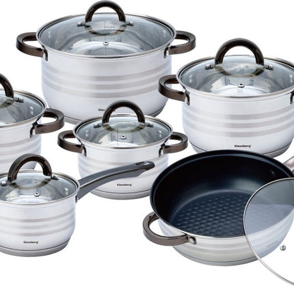 Klausberg 7702 - 12 delige pannenset - kookpannen - 16-16-18-20--24-24 cm - met deksel