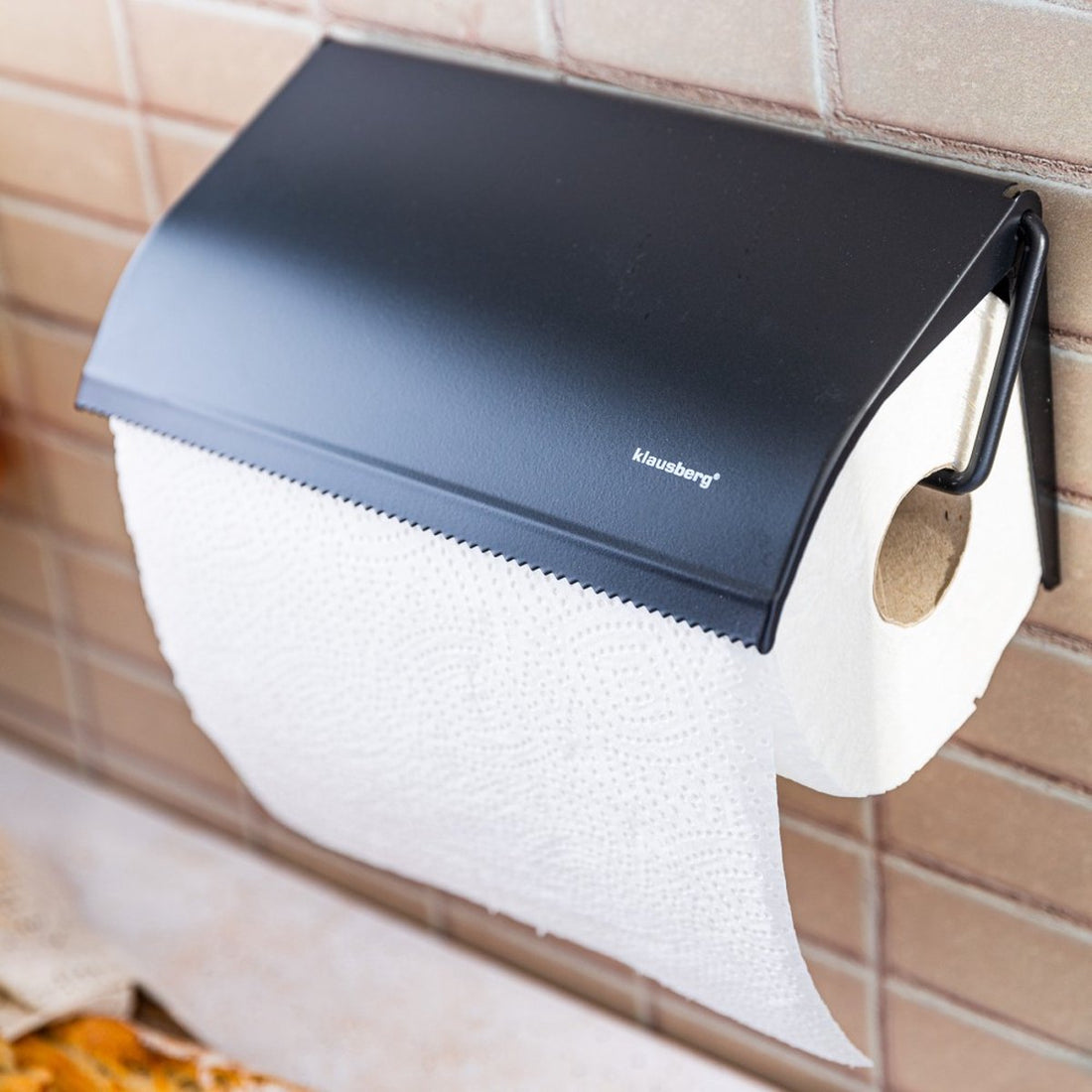 Klausberg - Porte-essuie-tout - métal - 25 x 13,5 x 2 cm - Noir