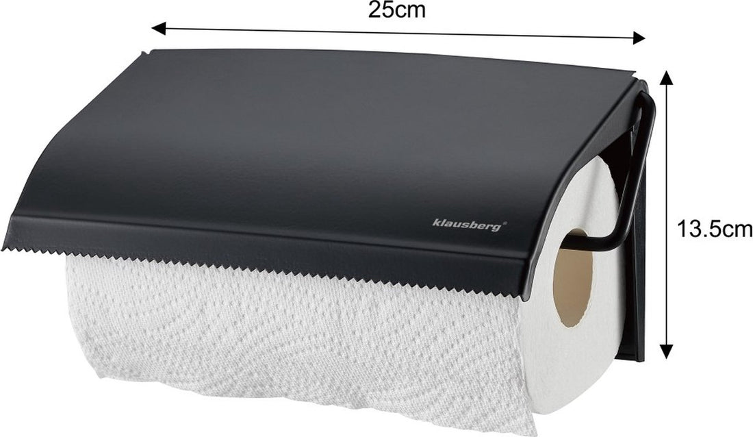 Klausberg - Porte-essuie-tout - métal - 25 x 13,5 x 2 cm - Noir