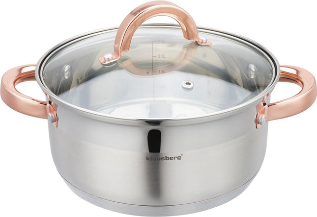 Klausberg 7728 - stoompan - 3 delig - 20 cm - rvs - alle warmtebronnen