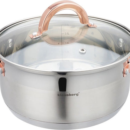 Klausberg 7735 - stoompan - 4 delig - 24 cm - 5 liter - rvs - alle warmtebronnen