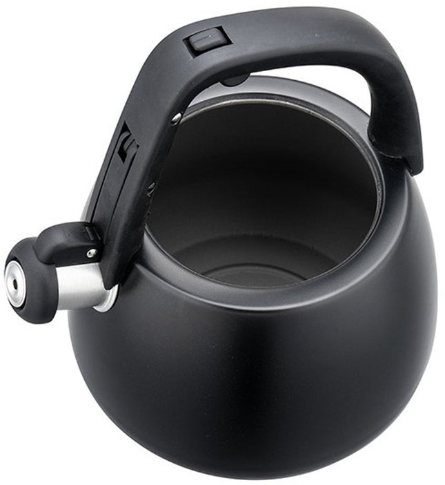 Klausberg 7774 - Fluitketel met fluit - 2.5 liter - RVS - Zwart met houten handgreep