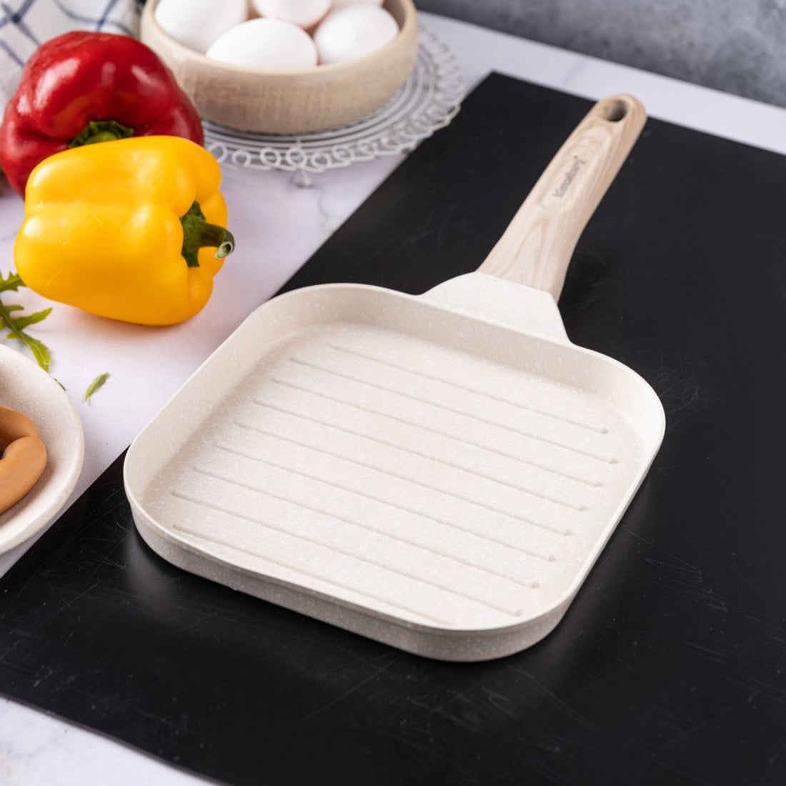 Klausberg 7812 grillpan – beige, houten handvat, 36 x 18 cm, ook voor inductie – foto 4