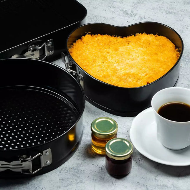 Klausberg Bakvormen Set - 3 Delig - Anti-Aanbaklaag - Vierkant, Hartvormig, Rond - Model KB7184