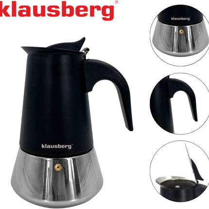 Klausberg Espressokoffiezetapparaat KB-7846 – 9 Kopjes – RVS – Geschikt voor Inductie - Espresso Maker - 450ml - Percolator