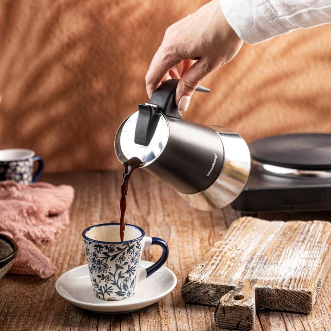 Klausberg KB-7847 percolator voor 12 kopjes espresso – RVS, 600 ml, inductie – foto 3