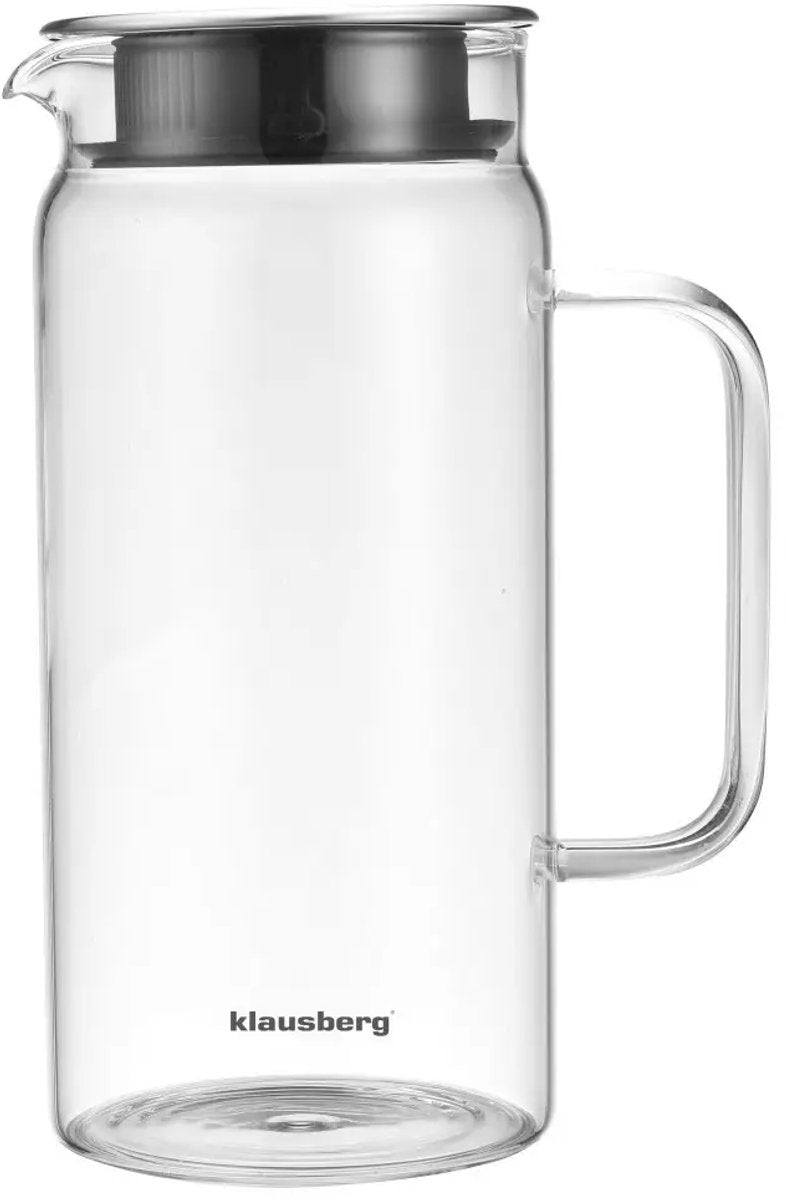 Klausberg Glazen Kan - 1 Liter, Boro silicaatglas, Ergonomisch Handvat - Veilig en Gemakkelijk in Gebruik - Karaf