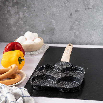 Klausberg Marmeren Pan met 4 Secties – Anti-aanbak, Geschikt voor Alle Kookplaten