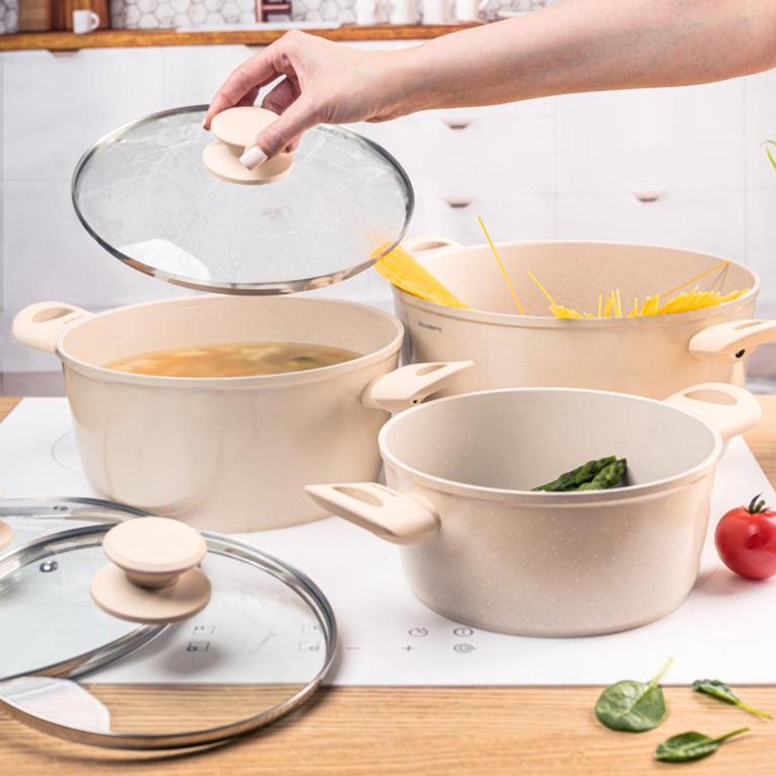 Klausberg KB-7961 pannenset beige, 6-delig – marmerlaag, voor inductie – foto 4