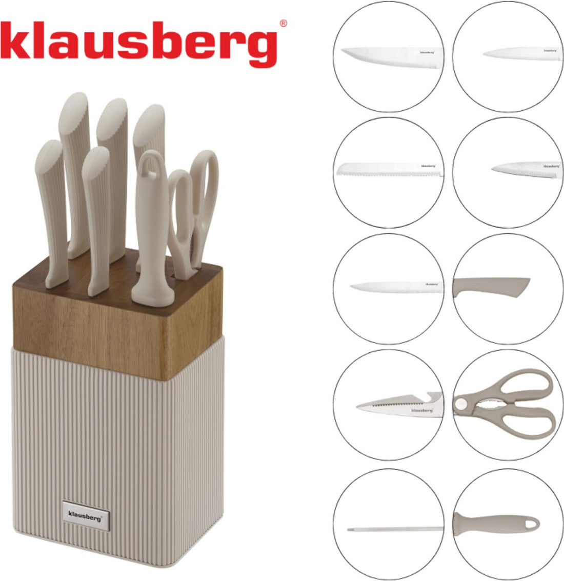 Klausberg KB-7984 messenset 8-delig – messenblok met acaciahout en slijpstaaf – foto 3