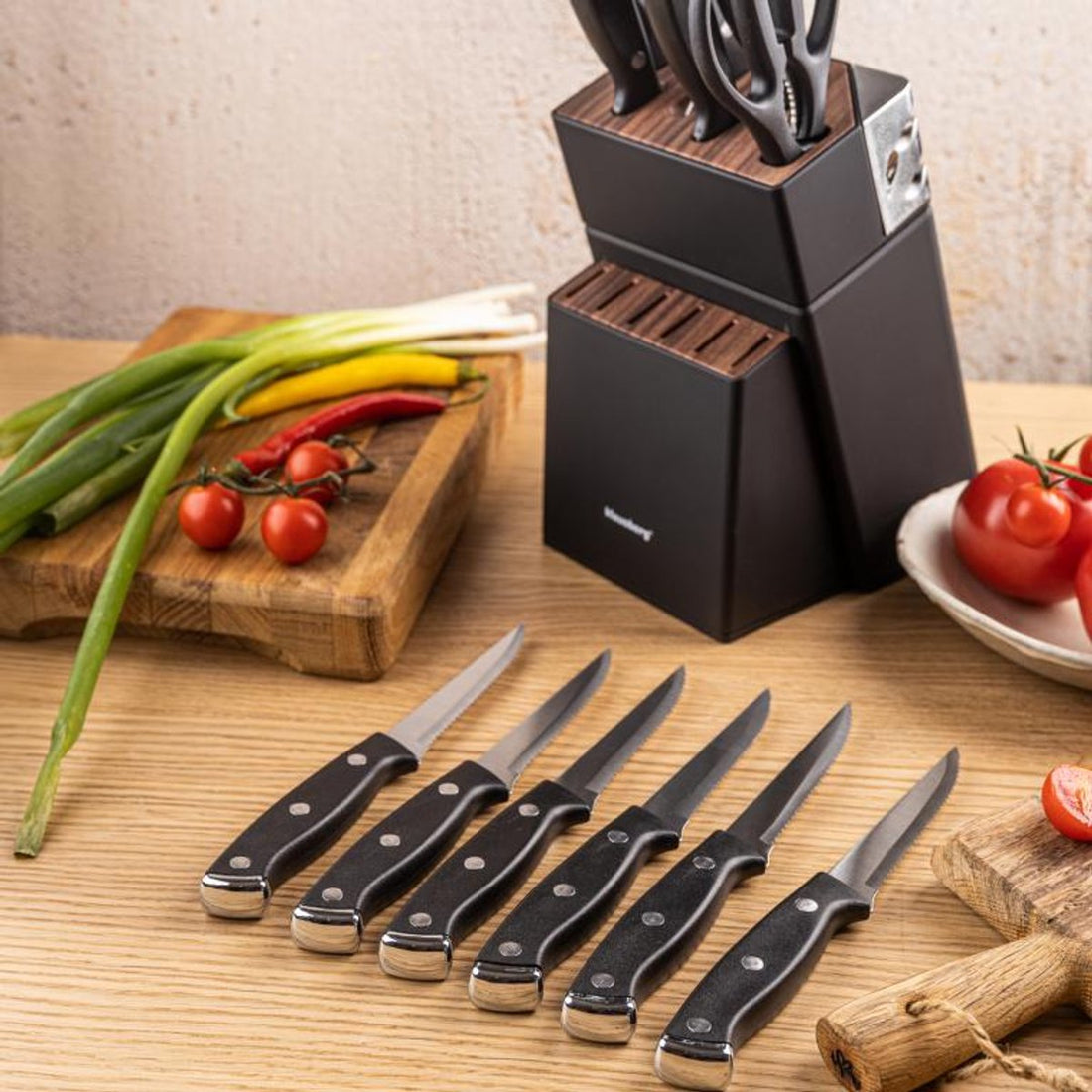 Klausberg KB-7985 messenset met blok, 13-delig – met slijpstaaf en schaar – foto 5