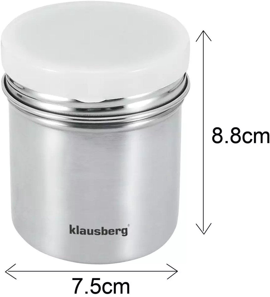 Klausberg KB7645 poedersuikerstrooier van RVS – met fijne zeef, 260 ml – foto 2