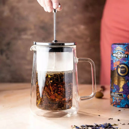 Klausberg KB7685 - Piston Koffie- en Theezetter - 0,60 Liter - Dubbelwandig Glas - RVS en Boorosilicaat Glas - Geschikt voor Koffie, Thee en Kruiden