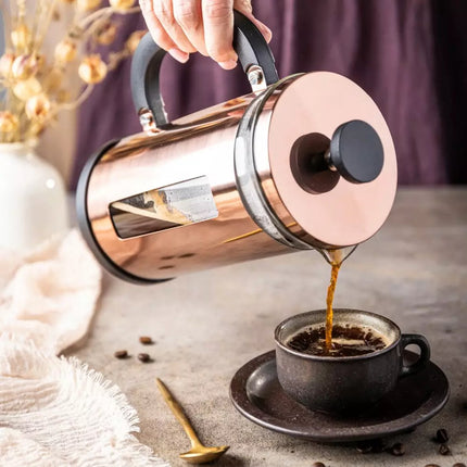 Klausberg KB7740 Koffie / Thee Piston - Koper kleur - 1L -  French Press - Hoogwaardige RVS en Hittebestendigglas -