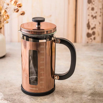 Klausberg KB7740 Koffie / Thee Piston - Koper kleur - 1L -  French Press - Hoogwaardige RVS en Hittebestendigglas -