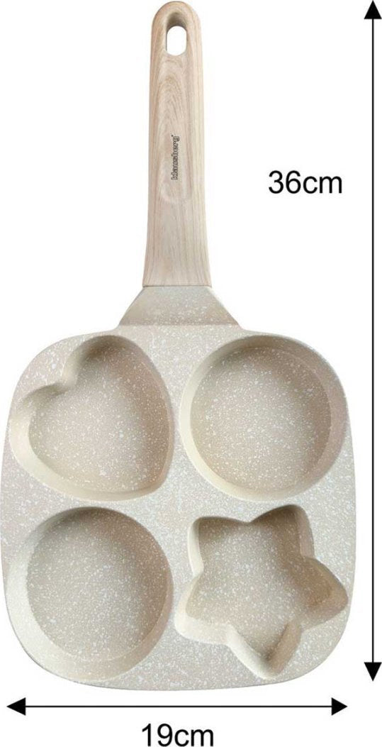 Klausberg KB7809 Marmeren Eier- en Pannenkoekenpan - 4 Secties - 19 x 19 cm