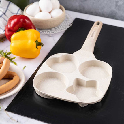 Klausberg Marmeren Eier- en Pannenkoekenpan met 4 Secties – Anti-aanbak, Creatieve Vormen, 19x19 cm