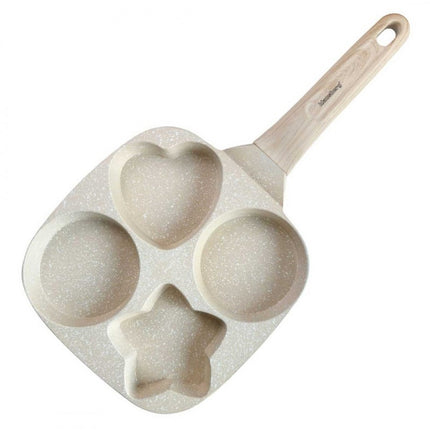 Klausberg Marmeren Eier- en Pannenkoekenpan met 4 Secties – Anti-aanbak, Creatieve Vormen, 19x19 cm