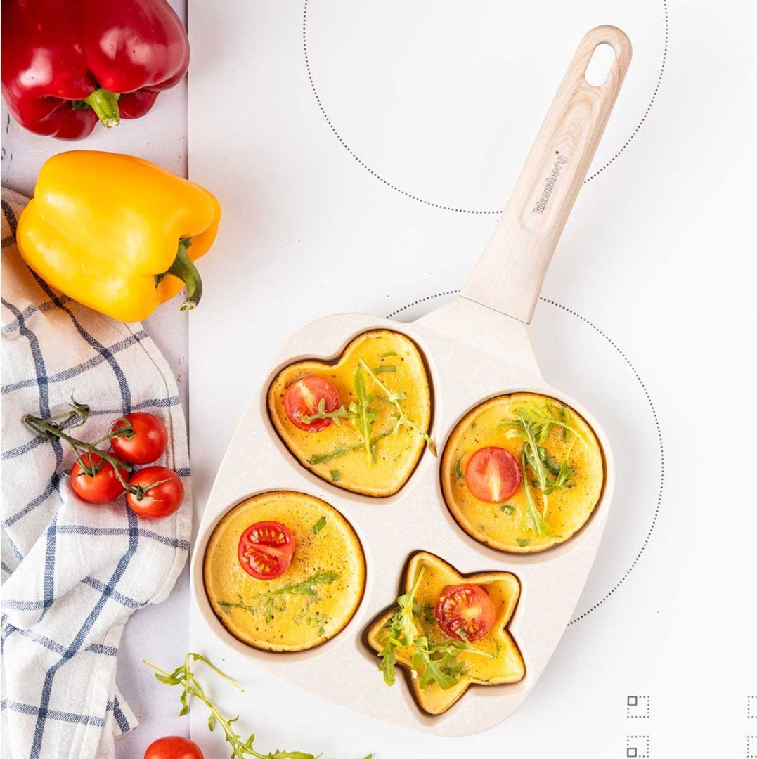 Klausberg KB7809 Marmeren Eier- en Pannenkoekenpan - 4 Secties - 19 x 19 cm