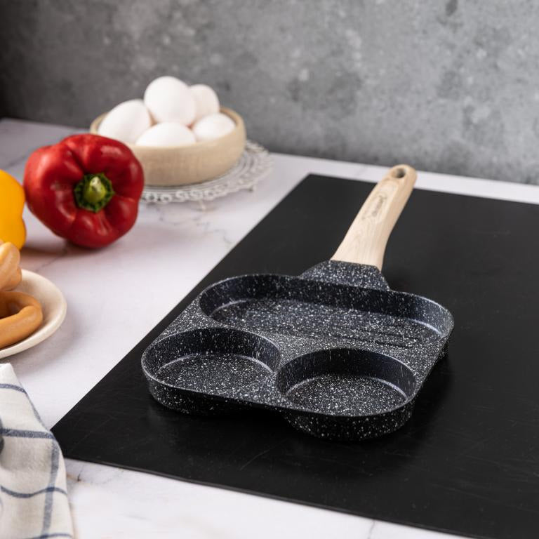 Klausberg Marble Pan with 3 Sections – Non-stick, Grill Function, Suitable for All Hobs