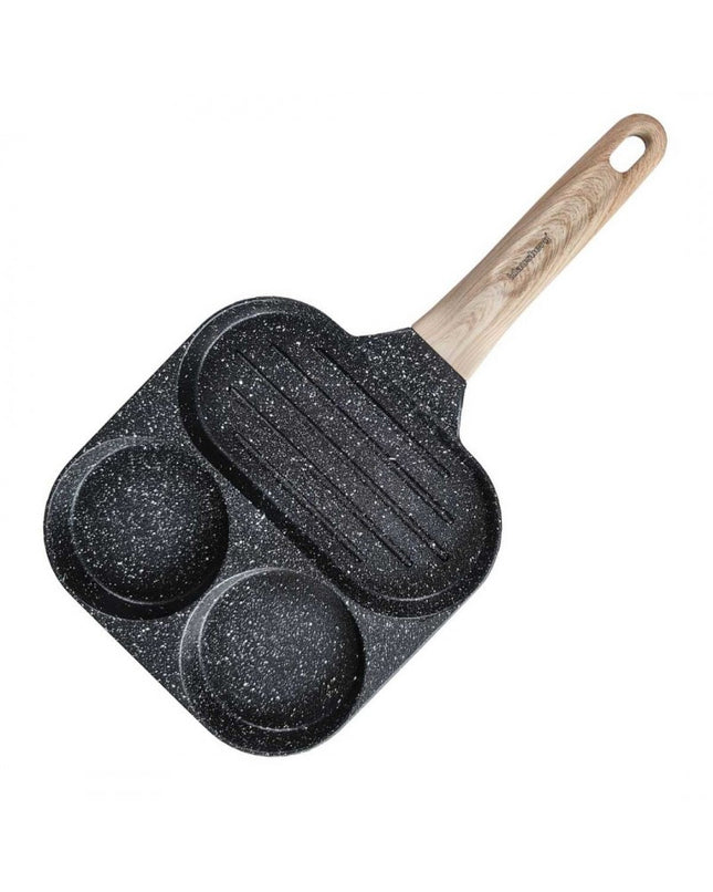 Klausberg Marmeren Pan met 3 Secties – Anti-aanbak, Grillfunctie, Geschikt voor Alle Kookplaten