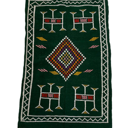 Marokkaanse kelimkleed donkergroen 100x150 cm