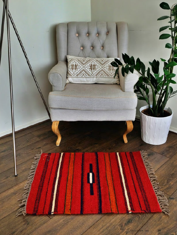 Handgeweven kelim vloerkleed van wol – Bedoeïenen stijl, 60 x 80 cm – foto 2