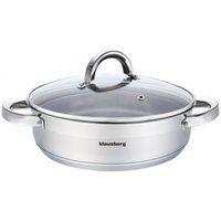 Klausberg 7174 lage kookpan met deksel – RVS, Ø 28 cm, 6 liter, inductie