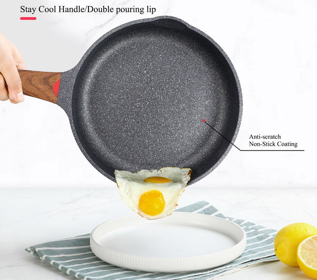 Koekenpan - wokpan - hapjespan inductie krasbestendig coating - zwart- PFOA free