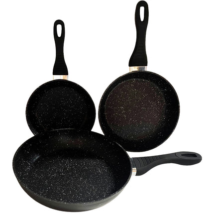 Forged Hardened Aluminium - Inductie Koekenpannenset - 3 delig - Hard Marble aantiaanbaklaag - Ø 20, 24 & 28 cm - Braadpan - PFOA-NICKEL VRIJ