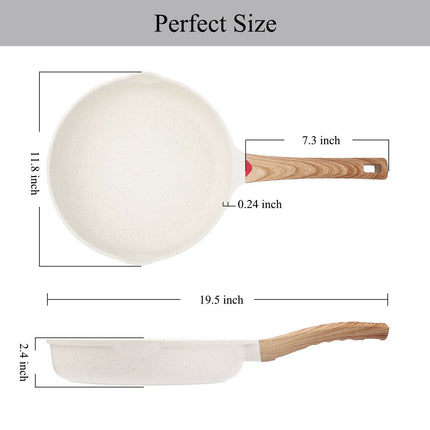 Koekenpan - wokpan - hapjespan inductie krasbestendig coating - Ivory - PFOA free