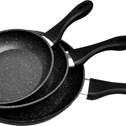 Forged Hardened Aluminium - Inductie Koekenpannenset - 3 delig - Hard Marble aantiaanbaklaag - Ø 20, 24 & 28 cm - Braadpan - PFOA-NICKEL VRIJ