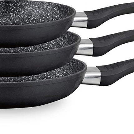 Forged Hardened Aluminium - Inductie Koekenpannenset - 3 delig - Hard Marble aantiaanbaklaag - Ø 20, 24 & 28 cm - Braadpan - PFOA-NICKEL VRIJ