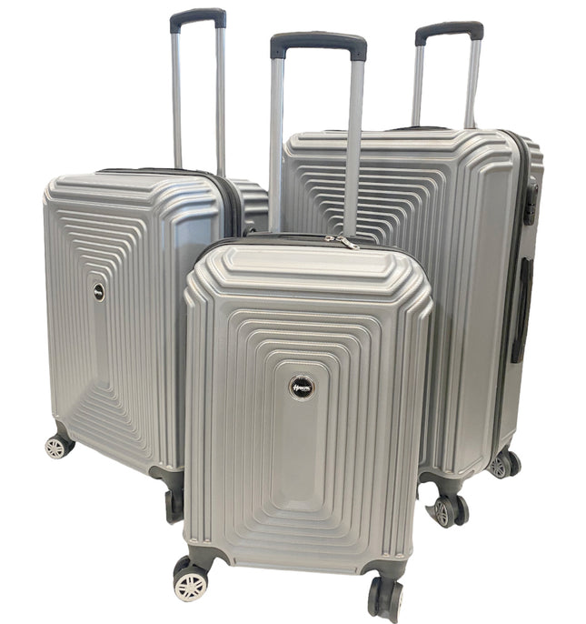 3-delige kofferset - Hardcase  Trolleyset met TSA-slot zilver