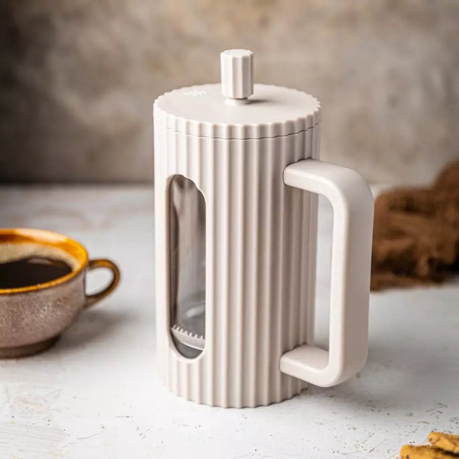 Klausberg KB7754 - Koffie- en Theezetter met Pers - 1 Liter - Beige - RVS Filter en Boorosilicaat Glas - Geschikt voor Koffie, Thee en Kruiden