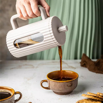 Klausberg KB7754 - Koffie- en Theezetter met Pers - 1 Liter - Beige - RVS Filter en Boorosilicaat Glas - Geschikt voor Koffie, Thee en Kruiden