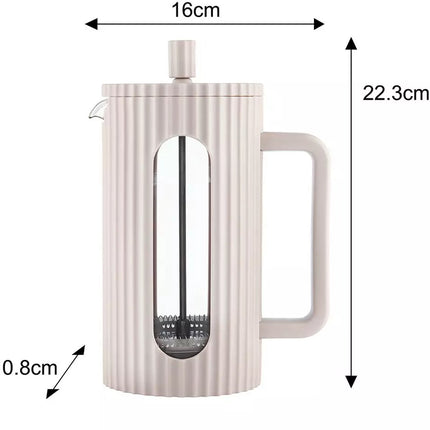 Klausberg KB7754 - Koffie- en Theezetter met Pers - 1 Liter - Beige - RVS Filter en Boorosilicaat Glas - Geschikt voor Koffie, Thee en Kruiden