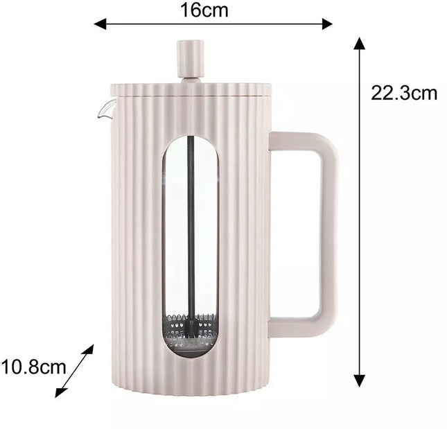 Klausberg KB7754 - Koffie- en Theezetter met Pers - 1 Liter - Beige - RVS Filter en Boorosilicaat Glas - Geschikt voor Koffie, Thee en Kruiden