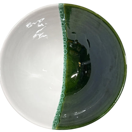 Marokkaans groen geglazuurd kom groen-wit 20x9 cm