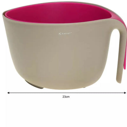Kom en Vergiet Set - 4 Liter, Grijs en Roze, Hoogwaardig Kunststof - Stevig en Praktisch Keukengerei